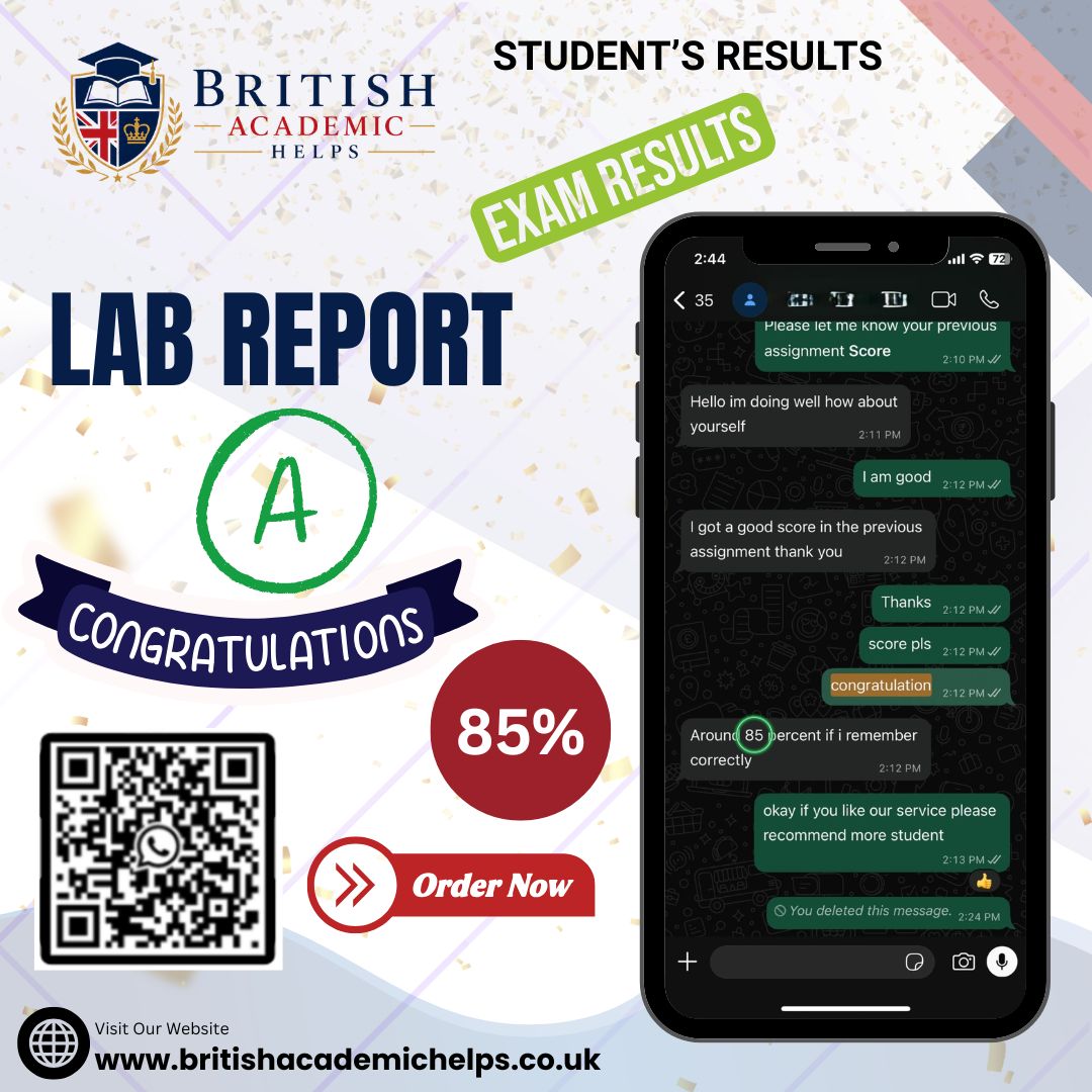 Laboratory report student result showing 85 percent